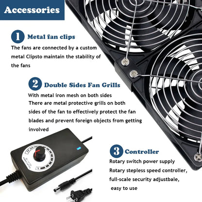 Ventilador de Extracción de 12 cm DC 12V/220V para Minería BTC – Ventilador de Refrigeración de Servidores