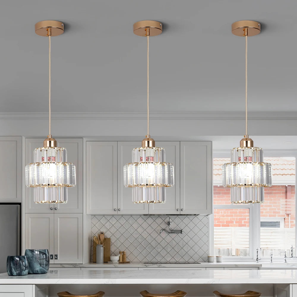 Lámpara Colgante Moderna de Cristal K9 - Candelabro LED para Techo, Estilo Nórdico, Decoración para Sala, Comedor, Isla de Cocina y Balcón