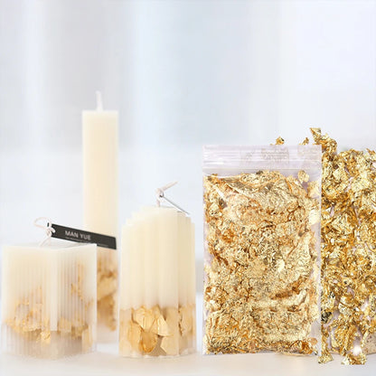 3/5g de Papeles de Foil en Oro, Plata y Bronce - Copos de Aluminio Irregulares para Decoración, Resina Epóxica y Fabricación de Velas