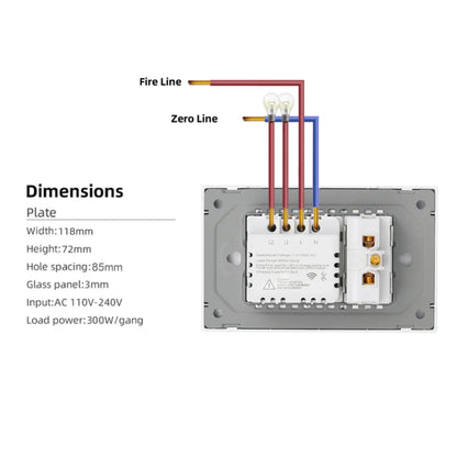 Interruptor de Pared Inteligente Wifi VISWE Tuya BR/USA 1/2 Gang, Panel de Vidrio Templado con Control de Voz para Alexa y Google Home