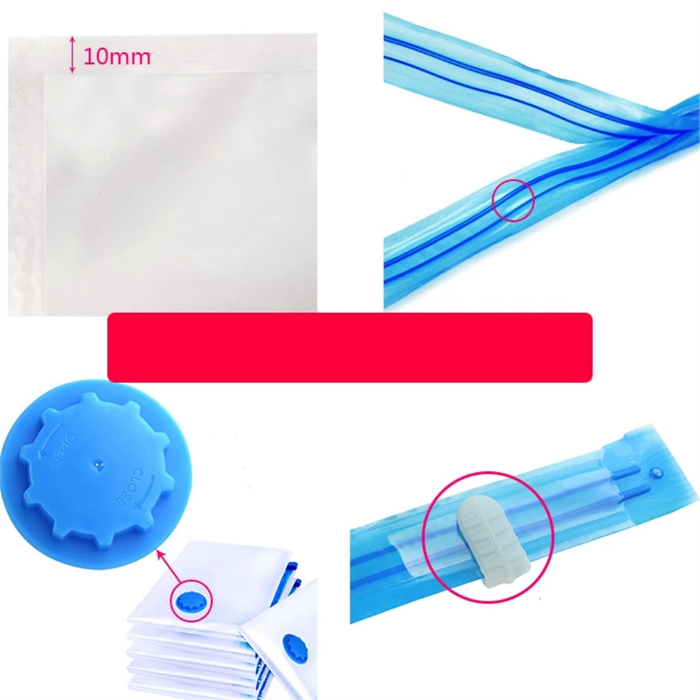 Bolsas de Almacenamiento al Vacío con Válvula | Bolsas Transparentes y Plegables para Ropa, Toallas y Artículos Voluminosos | Organizador de Viaje y Sello de Compresión