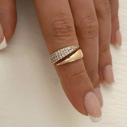 Anillos de Sol Chapados en Oro de 18K para Mujer, Acero Inoxidable con Piedra Natural, Anillo Hueco con Textura de Metal, Joyería de Moda 2024