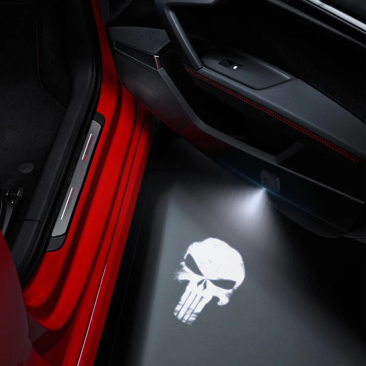 Luces de Bienvenida LED para Puertas de Coche con Proyección de Calavera (1-2 piezas) – Proyector Inalámbrico para Jeep, Wrangler, Ford, Dodge y Más