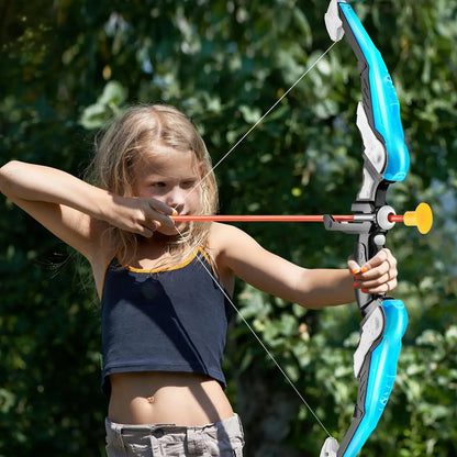 Conjunto de Arco y Flecha para Niños con Luces LED - Juguetes de Tiro con Arco para Niños de 4 a 8 y de 8 a 12 años, con 10 Flechas de Ventosa, Blanco y Carcaj, para Niños