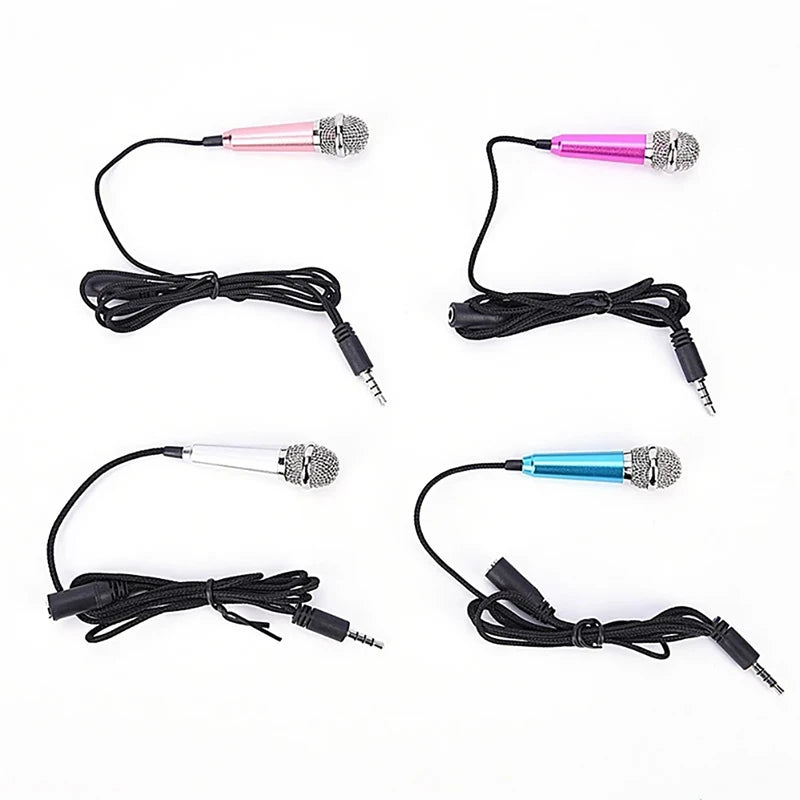Micrófono Estéreo Portátil de 3.5mm para Estudio | Micrófono Mini de Mano para Karaoke KTV, Smartphones, Laptops y PC