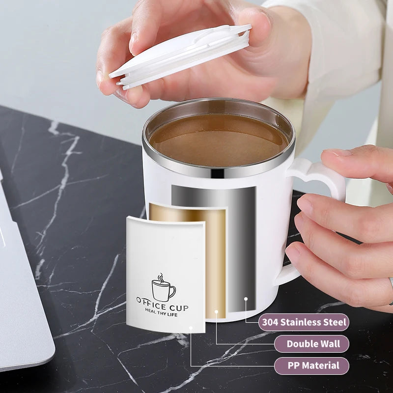 Taza Térmica de Acero Inoxidable 350ml con Asa - Taza de Café con Aislamiento al Vacío y Tapa Hermética