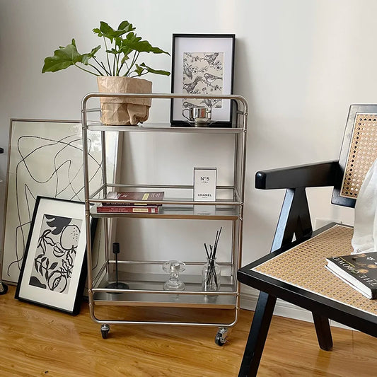 Estantería de Metal con polea extraíble para cocina - Carrito de almacenamiento rodante, estilo moderno, varios niveles