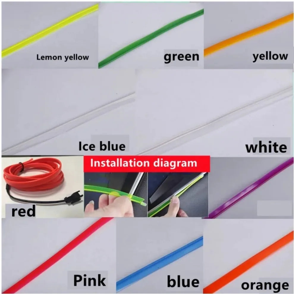 Tira de Neón Flexible EL Light 1M/2M/3M/4M/5M LED Neón para Fiesta, Decoración de Ambiente, Impermeable, Multicolor