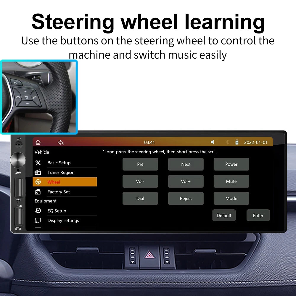 Reproductor Multimedia de Automóvil IPS 6.9" 1 DIN - CarPlay y Android Auto, Bluetooth, USB, MP5 Player sin DVD