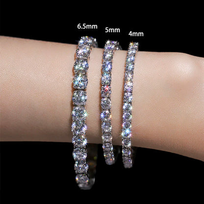 Pulsera de moissanita auténtica de 3/3, 5/4/5mm, de plata de ley S925 brillante, joyería de diamantes para fiesta de boda de lujo