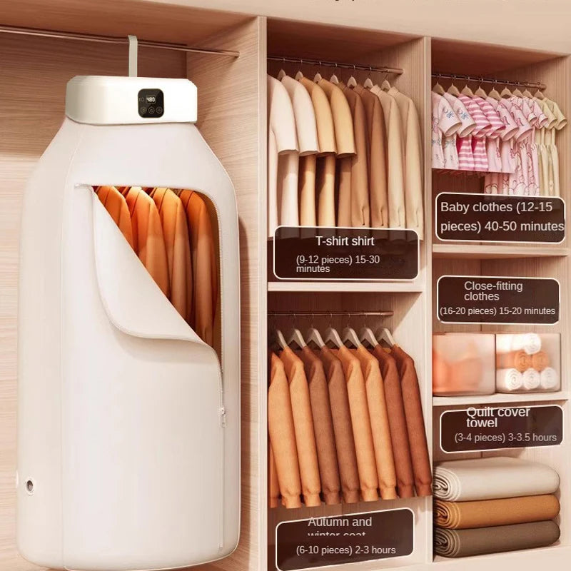 Secadora Multifuncional con Control Remoto - Secadora de Ropa Eléctrica para el Hogar con Armario, Temporizador y Calefactor de Aire