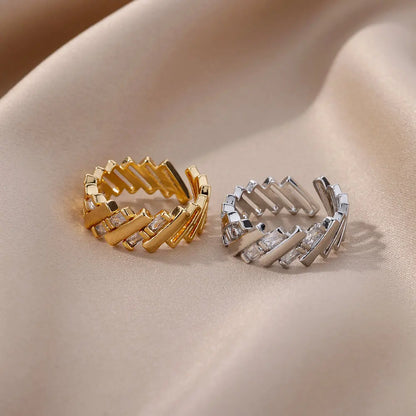Anillos de Color Oro 18K para Mujer con Cristal de Zirconia - Anillo de Compromiso y Boda, Joyería de Pareja Popular
