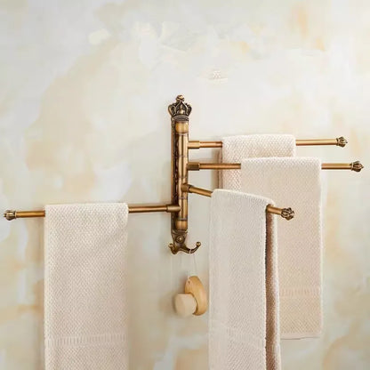 Colgador de Toallas Giratorio Tuqiu – Toallero de Baño Plegable Montado en la Pared con Diseño Tallado Antiguo