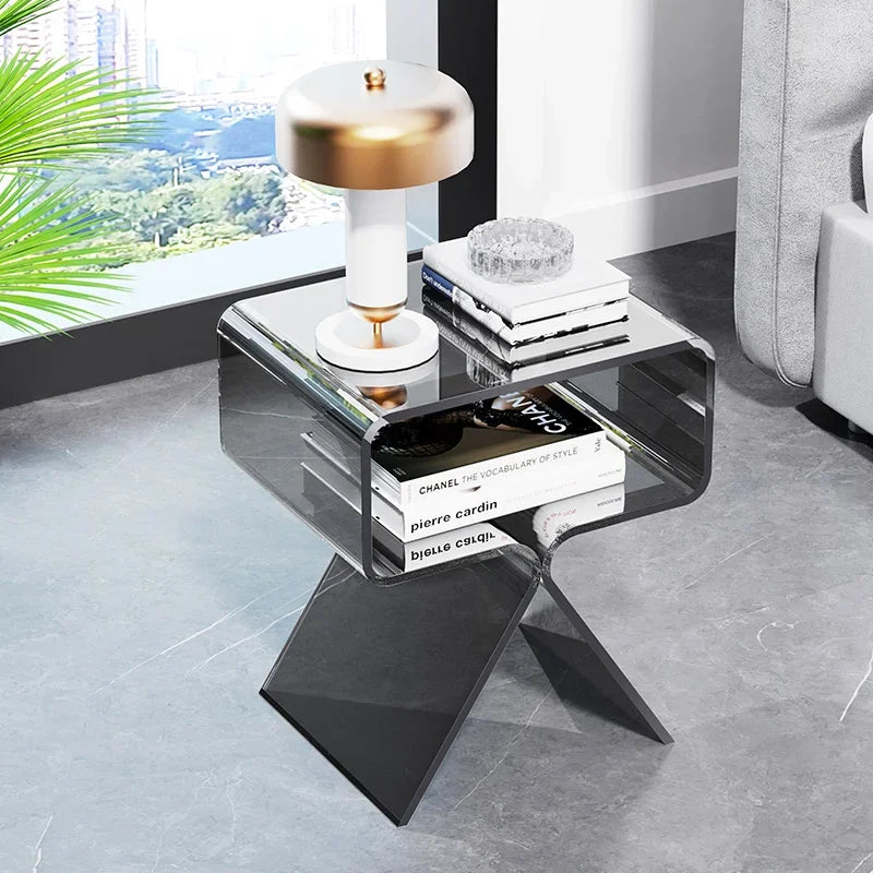 Mesa Auxiliar de Sofá Transparente de Acrílico - Mesita de Noche Moderna para Sala de Estar y Diseño de Esquina