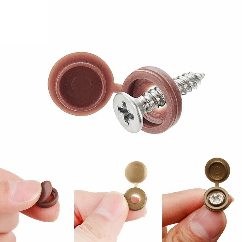 100 Piezas de Tapas Protectoras para Tornillos con Bisagra, Tapones Decorativos para Muebles y Automóviles – Varios Colores, Plástico Resistente