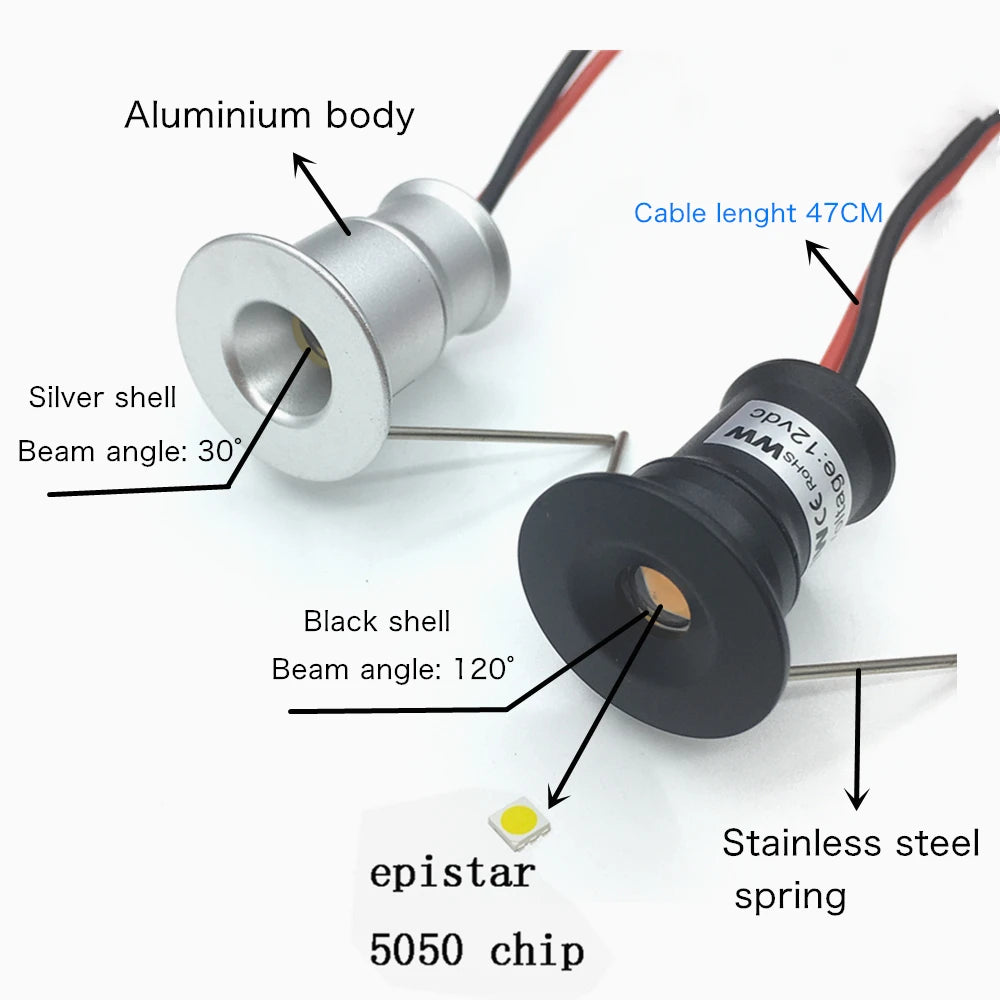Mini Downlights Led 12V con Control Remoto 1W Spotlights Led Regulables Escaleras Luces de Armario 220V Focos Empotrables para Iluminación de Techo