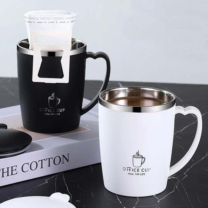 Taza Térmica de Acero Inoxidable 350ml con Asa - Taza de Café con Aislamiento al Vacío y Tapa Hermética