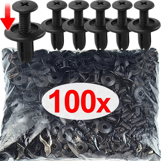 100/50 Pcs Sujetadores de Plástico de 8mm - Tornillos Universales para Parachoques de Auto