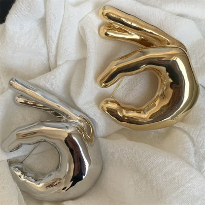 Broches grandes en forma de mano, alfileres de traje únicos, joyería de fiesta