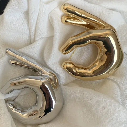 Broches grandes en forma de mano, alfileres de traje únicos, joyería de fiesta