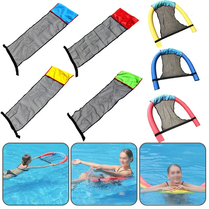 Colchoneta Flotante para Piscina - Hamaca de Agua Inflable con Cubierta de Red y Anillo de Natación