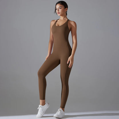 Bodycon Enterizo Deportivo Sin Espalda para Mujer - Push-Up, Yoga y Fitness