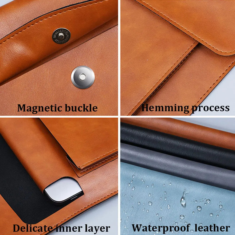 Cartera de Cuero Personalizada con Letras – Folder de Archivos A4 para Negocios con Cierre Magnético y Estuche para Laptop