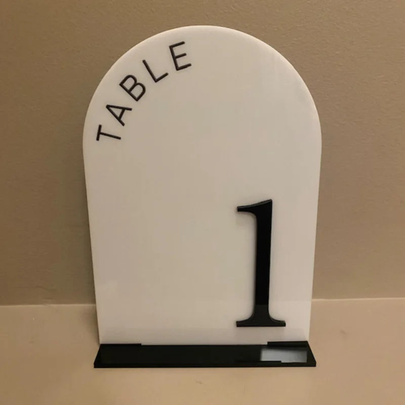 Números de Mesa Acrílicos Blancos con Arco - Personalizados para Bodas, Decoración de Mesa, Señalización de Bodas