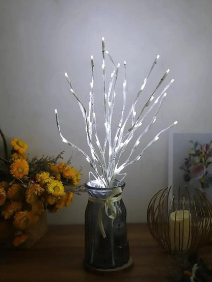 Lámpara LED de Ramas de Abedul Blanco - Luces Festivas a Pilas para Decoración de Navidad, Bodas y Fiestas