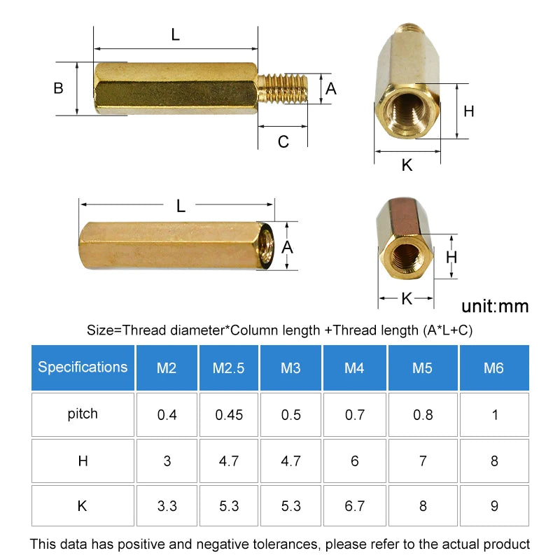 Kit de Separadores Hexagonales M2 M2.5 M3 M4 de Latón para Placas PCB | Pernos, Tuercas y Separadores para Placas Madre | Juego de Varillas Roscadas