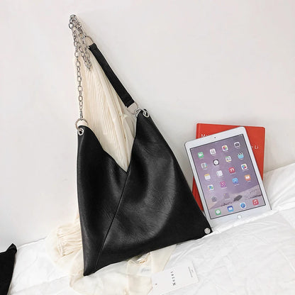 Bolso de Cuero de Moda para Mujer – Bolsa de Mano de Lujo, Capacidad Grande, Diseño Simple con Cadena, Bolsos de Hombro y Cruzados para Mujeres