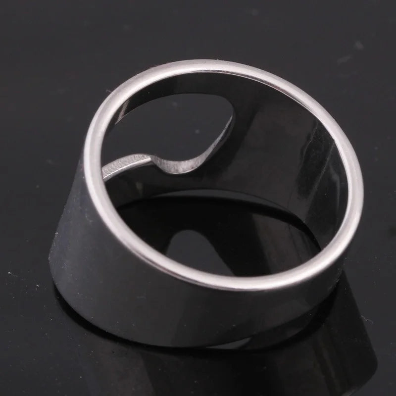 Anillo Abrebotellas Creativo con Sacacorchos de Acero Inoxidable - Anillo para Abrir Botellas de Cerveza y Latas, Accesorios Geniales para Bar y Cocina, Regalos Únicos