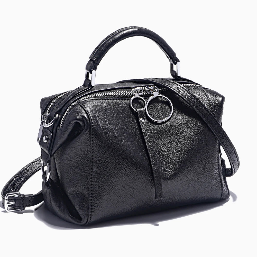 Bolso de Hombro Zency | Piel Genuina 100% | Diseño Elegante Blanco y Negro