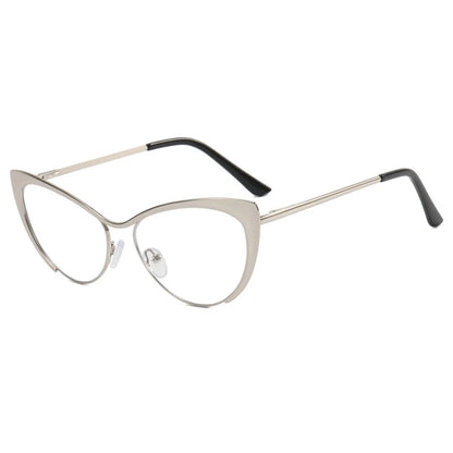 Montura de Gafas de Metal Anti-Luz Azul, Espejo Plano de Ojo de Gato con Personalidad, Bloqueo Azul Femenino, Tendencia, 2023