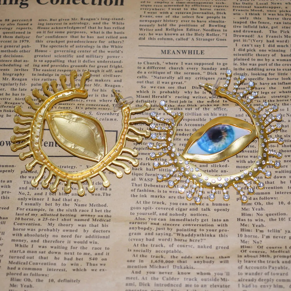 Pendientes Colgantes de Ojos Grandes de Resina Vintage | Joyería Barroca para Mujer | Accesorios de Moda Exagerados