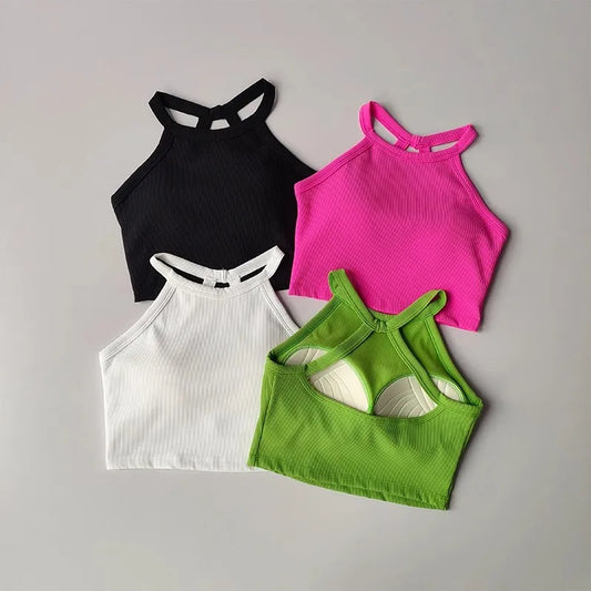 Sujetador Deportivo con Acolchado Fijo para Mujer - Top de Yoga Antichoque y Camiseta de Entrenamiento