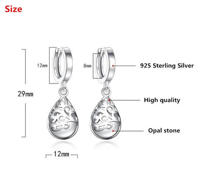 Aretes de Mujer de Flor con Piedra Ópalo en Plata de Ley 925 - Joyería Original Antialérgica