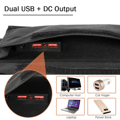 Cargador Solar Plegable de 100W con Salida USB y DC – Panel Solar Portátil Ideal para Camping y Aventura