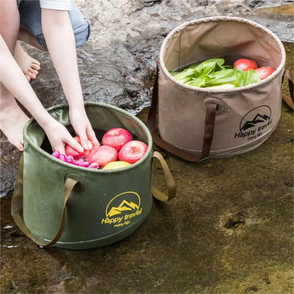 Cubo Plegable de PVC para Exteriores, Bolsa de Agua Portátil Multifuncional para Viaje, Pesca, Camping, Cesta de Almacenamiento