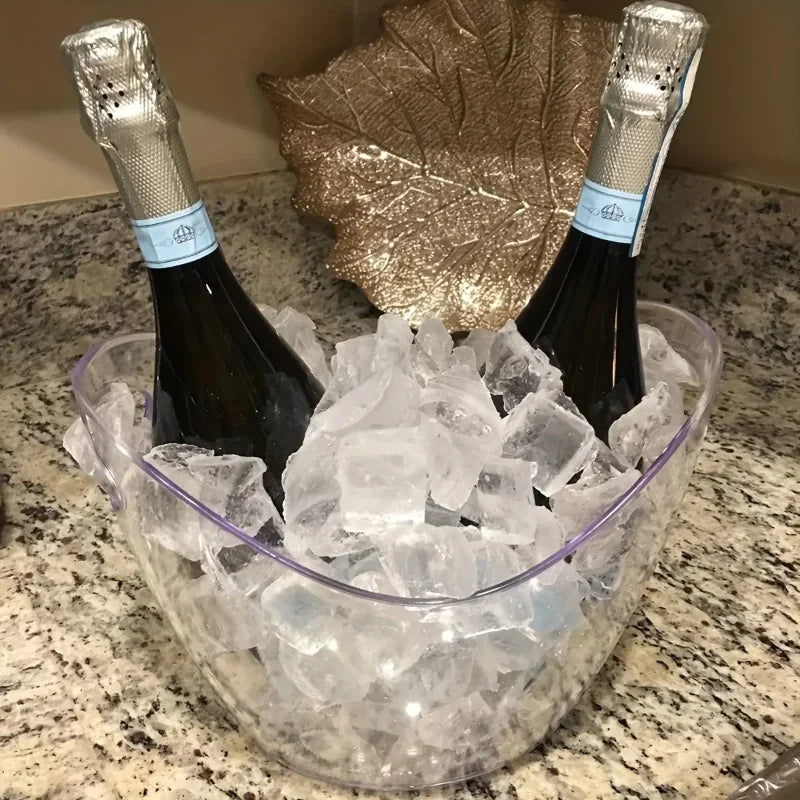 Cubo de Hielo Transparente de Acrílico - Enfriador Elegante para Cerveza, Vino y Champán (3.5 L)