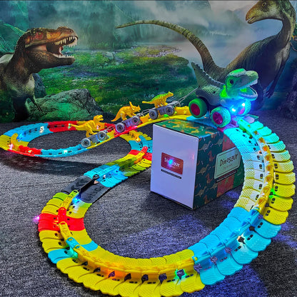 Set de Pista de Carreras Dinosaurio con Coches y Accesorios, 46-101 Piezas, Juguete Educativo para Niños con Carro Antigravedad, Regalo Perfecto para Niños