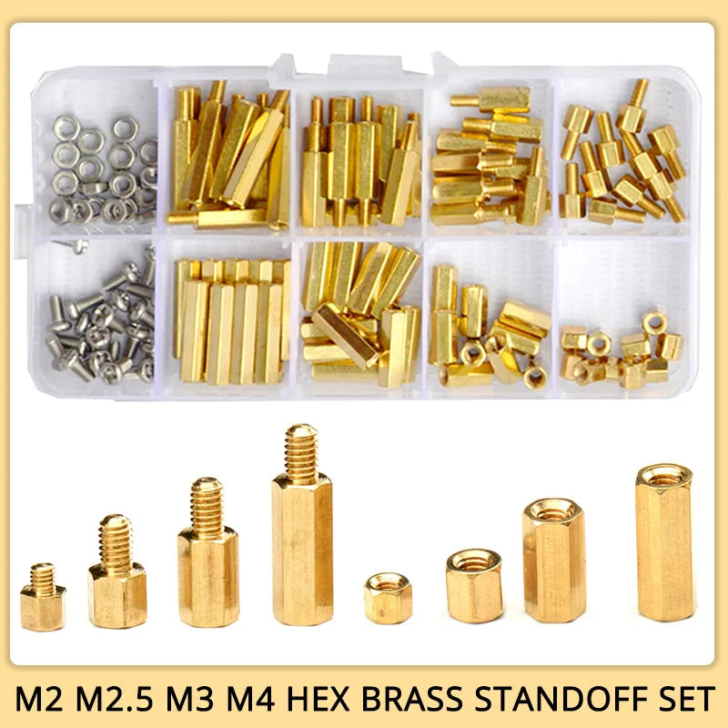 Kit de Separadores Hexagonales M2 M2.5 M3 M4 de Latón para Placas PCB | Pernos, Tuercas y Separadores para Placas Madre | Juego de Varillas Roscadas