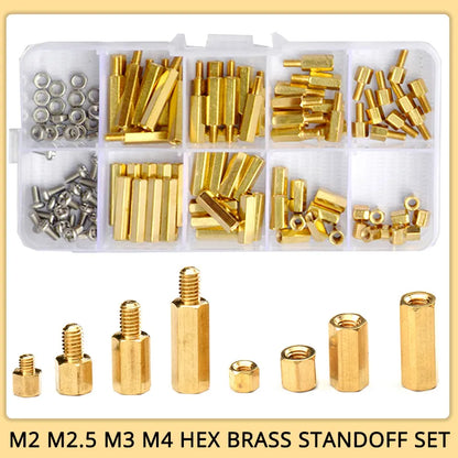 Kit de Separadores Hexagonales M2 M2.5 M3 M4 de Latón para Placas PCB | Pernos, Tuercas y Separadores para Placas Madre | Juego de Varillas Roscadas