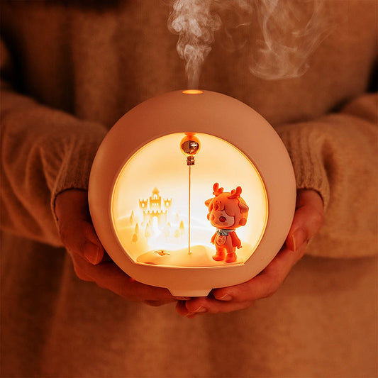 Lámpara Romántica Mini de Aromaterapia con Lindos Dibujos Animados - Humidificador de Aire USB para Habitación de Niños y Difusor de Aceites Esenciales