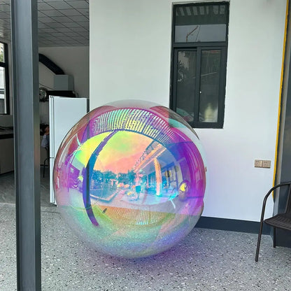 Bola de Espejo Inflable Iridiscente - Globo Gigante Sellado de PVC para Decoración de Bodas y Eventos