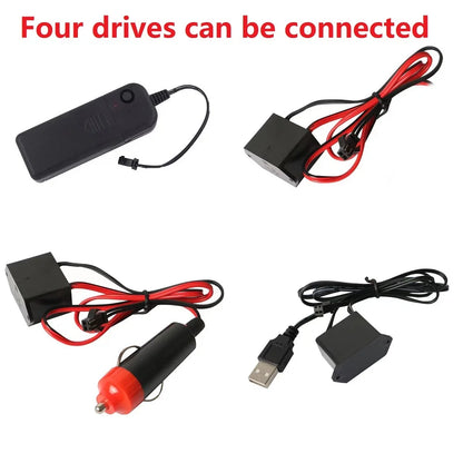 Inversor para Luz de Neón para Coche, Adaptador USB para PC, Controlador EL Wire, Conectores Divisores de Cable 1 a 2/3/4/5