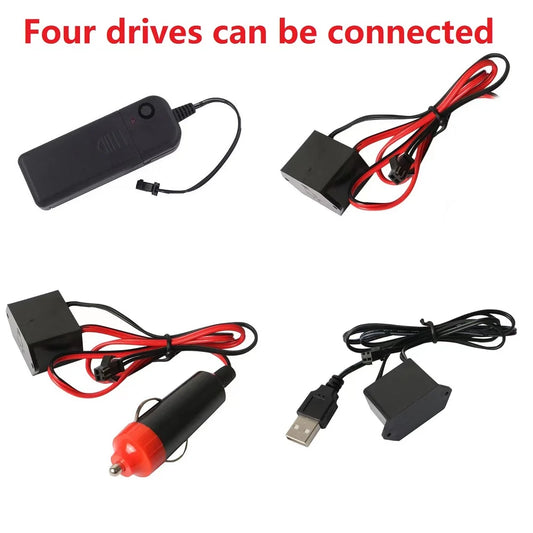 Inversor para Luz de Neón para Coche, Adaptador USB para PC, Controlador EL Wire, Conectores Divisores de Cable 1 a 2/3/4/5