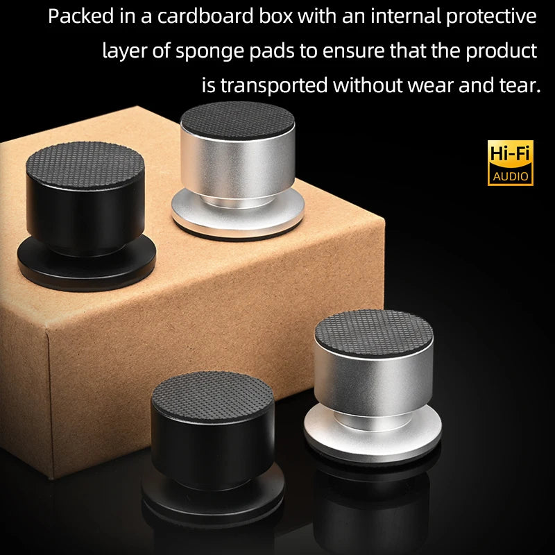 Soportes de Altavoz HiFi - 4 Piezas con Picos de Aluminio y Fibra de Carbono, Ajustables y Antivibración
