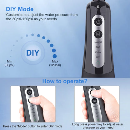 rrigador Oral Portátil INSMART - Limpiador Dental con Tanque de 300ML, 4 Modos y Batería Recargable