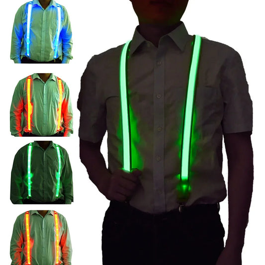 Tirantes con Luz LED y Pajarita - Accesorios para Fiesta, Bodas y Eventos - Suspenders Luminosos para Hombres y Mujeres